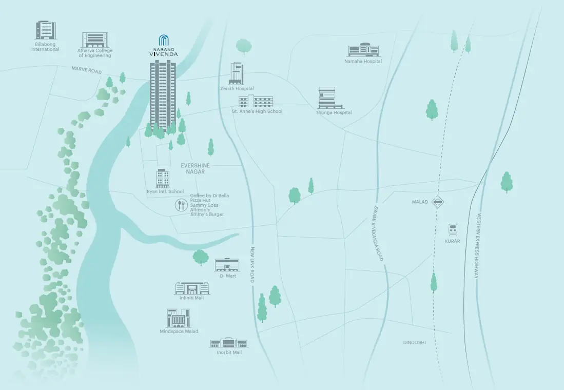 Location Plan of Narang Vivenda At Malad West