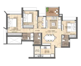 3 BHK Unit Plan of Narang Vivenda At Malad West